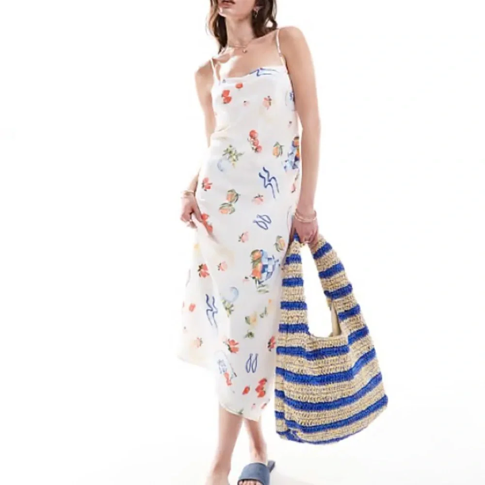 Abercrombie & Fitch European Summer Floral Maxi Dress - White and Blue
